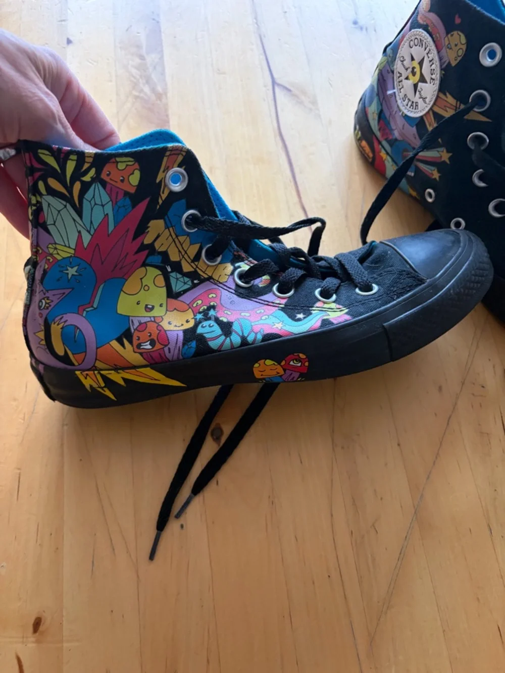 Converse Black High-Top Sneakers with Multicolor Graphic Panels - Picture 2 of 6
